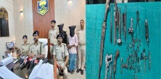 लौरिया में मिनी गन फैक्ट्री का भंडाफोड़ , भारी मात्रा में हथियार बनाने के उपकरण बरामद, दो गिरफ्तार