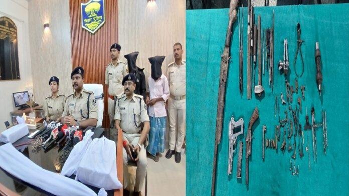 लौरिया में मिनी गन फैक्ट्री का भंडाफोड़ , भारी मात्रा में हथियार बनाने के उपकरण बरामद, दो गिरफ्तार