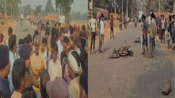 बाइक सवार की सड़क हादसे में मौत, विरोध में तीन घंटे कर परिचालन बाधित,तीन घंटे देर से पहुँची पुलिस 