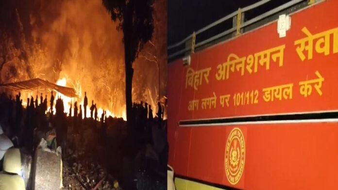 कबाड़ी दुकान में भीषण आग, NH-27 किनारे मची अफरा-तफरी, 3 जिलों से पहुंची फायर ब्रिगेड की टीमें