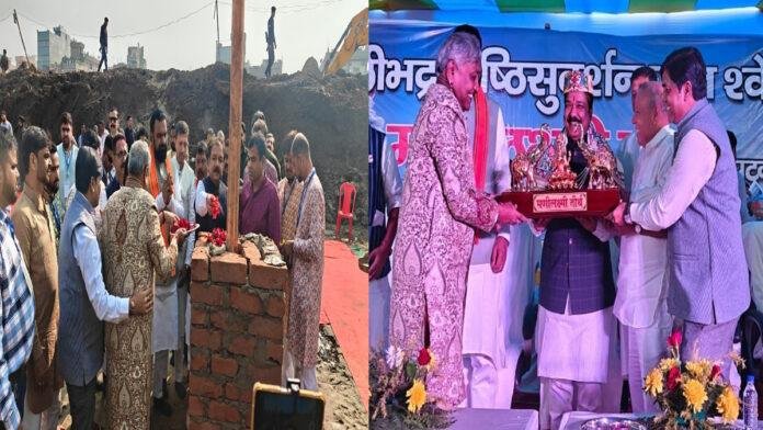 श्री स्थूलीभद्र श्रेष्ठीसुदर्शन जैन श्वेतांबर मणीलक्ष्मी तीर्थ में भव्य मंदिर भूमि पूजन कार्यक्रम में शामिल हुए दिलीप जायसवाल