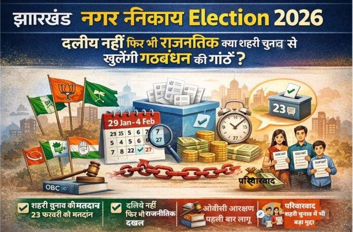 झारखंड नगर निकाय Elections 2026: दलीय नहीं फिर भी राजनीतिक, क्या शहरी चुनाव से खुलेंगी गठबंधन की गांठें?