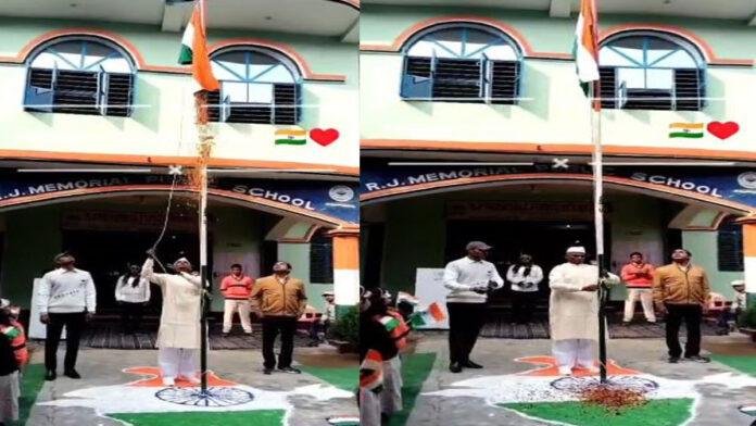 भारत के नक्शे पर जूता पहनकर झंडोत्तोलन का Video वायरल