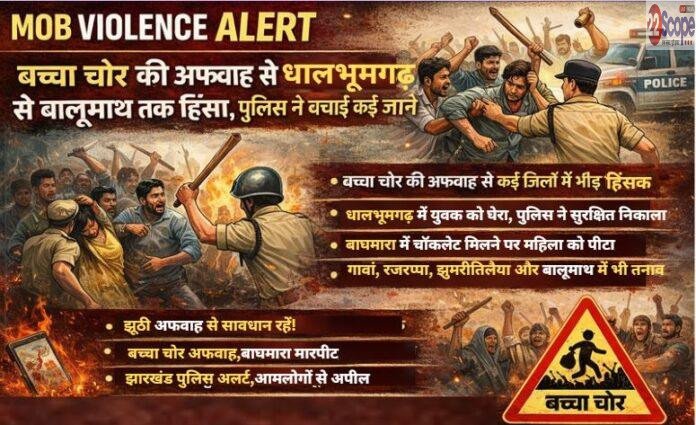 Mob Violence Alert: बच्चा चोर की अफवाह से धालभूमगढ़ से बालूमाथ तक हिंसा, पुलिस ने बचाई कई जानें