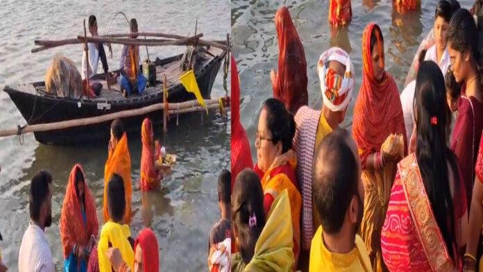 आस्थाचलगामी सूर्य को अर्घ्य देने पहुंचे छठवर्ती