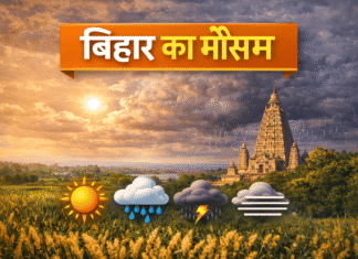 Bihar Weather Report Today: बिहार में मौसम का बड़ा अलर्ट, आंधी-बारिश और वज्रपात के साथ ओलावृष्टि की चेतावनी Bihar weather report today infographic by 22Scope featuring Patna, Muzaffarpur, and Gaya temperature updates and IMD Patna forecast