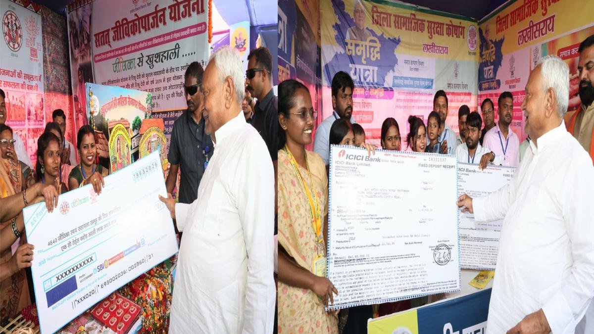 मुख्यमंत्री ने समृद्धि यात्रा के दौरान लखीसराय जिले को दी 326 करोड़ की योजनाओं की सौगात, 144 योजनाओं का किया शिलान्यास | 22Scope News CM Lakhisarai 8 22Scope News