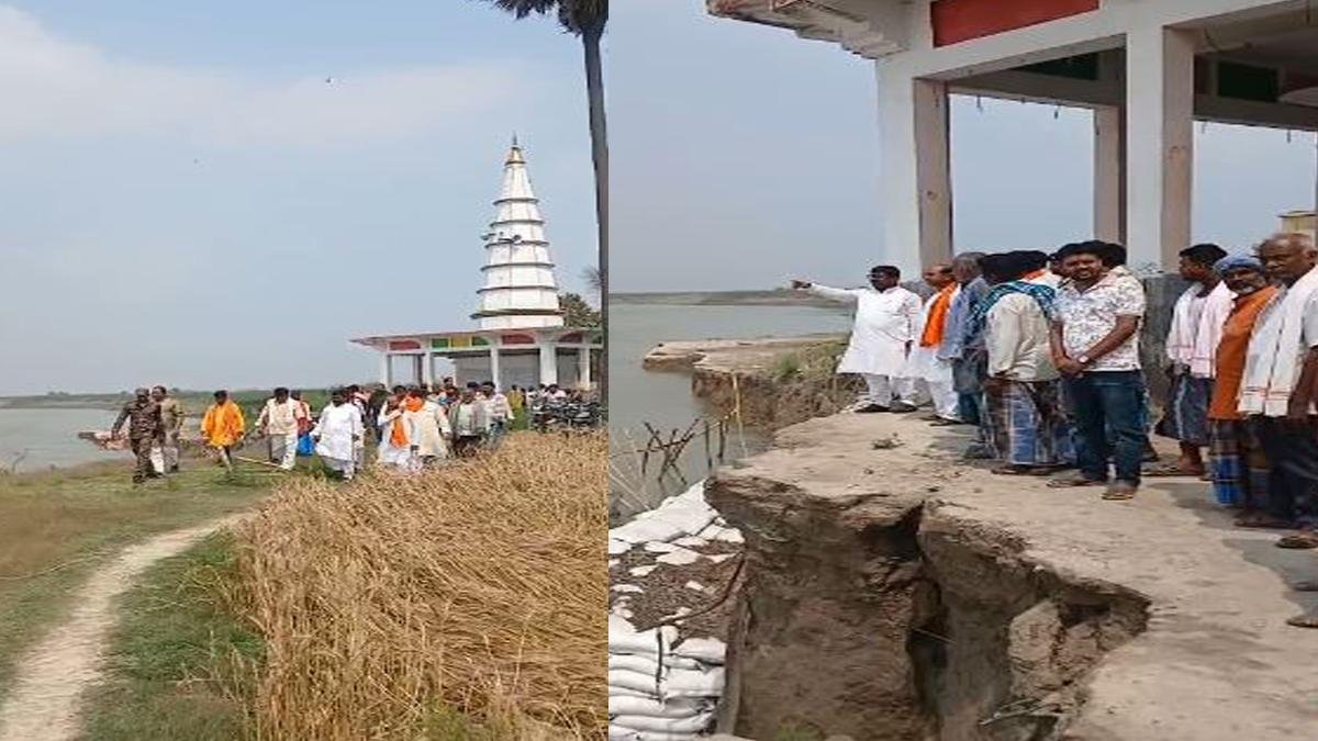 बागमती नदी के कटाव से खतरे में 'बड़ी मां कात्यायनी स्थान', विधायक ने किया निरीक्षण | 22Scope News Khagria MLA 2 22Scope News