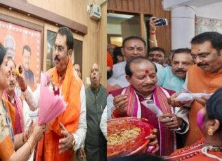 बंगाल, असम व पुडुचेरी में अभूतपूर्व विजय पर बिहार BJP प्रदेश कार्यालय में जमकर मना जश्न