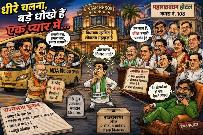 Resort Politics Jharkhand: बाबू जी धीरे चलना, बड़े धोखे हैं इस प्यार में...