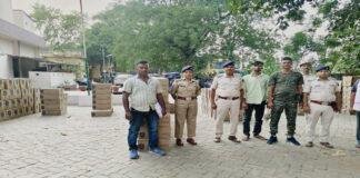 कंटेनर से भरी लाखों मूल्य की शराब जब्त, हरियाणा का चालक गिरफ्तार