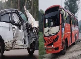 कार को बचाने की कोशिश में पलटी मजदूरों से भरी बस, 25 घायल, 15 मजदूरों की हालत गंभीर