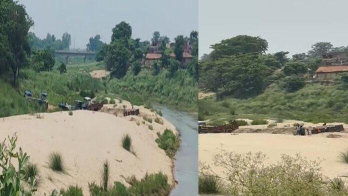 मोतिहारी प्रशासन ने अवैध बालू खनन के खिलाफ की कार्रवाई, छापेमारी में बालू लदा ट्रैक्टर जब्त