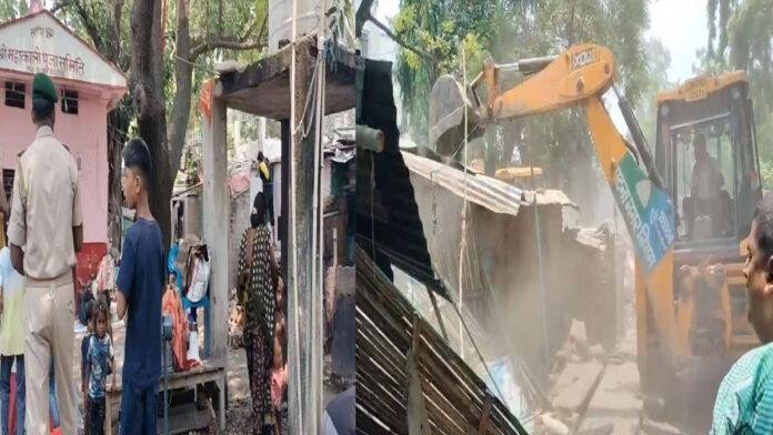 पटना में फिर चला 'पीला पंजा', अवैध बस्ती पर चला बुलडोजर