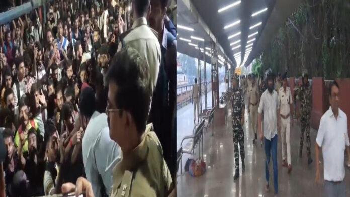पाटलिपुत्र स्टेशन पर अभ्यर्थियों का हंगामा, ट्रेन में तोड़फोड़, पुलिस ने किया हवाई फायरिंग
