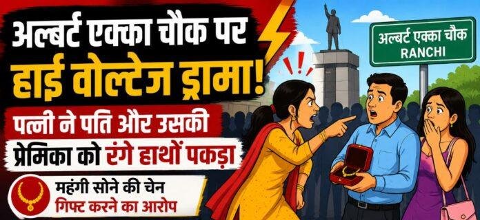 1929 Ranchi Albert Ekka Chowk में हाई वोल्टेज ड्रामा, पति को कथित प्रेमिका संग सोने की चेन खरीदते देख पत्नी ने सड़क पर किया हंगामा