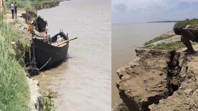 भागलपुर में गंगा का बढ़ता कहर, संत नगर में तेज कटाव से घरों पर मंडराया खतरा, ग्रामीणों ने की रिंग बांध की मांग