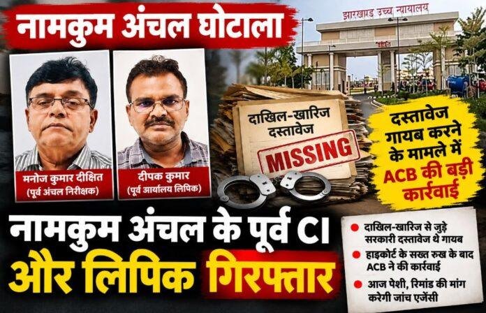 Jharkhand High Court: नामकुम अंचल के दो अधिकारी गिरफ्तार, दाखिल-खारिज दस्तावेज गायब करने का आरोप