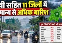 Jharkhand Weather: रांची सहित 11 जिलों में सामान्य से अधिक बारिश, पाकुड़ में 50% कमी