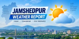 जमशेदपुर मौसम रिपोर्ट दिनांक: 15-09-2026 जमशेदपुर मौसम रिपोर्ट दिनांक: 15-09-2026