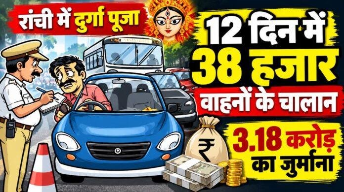 Ranchi Traffic Challan: दुर्गा पूजा में 12 दिन में 38 हजार वाहनों के चालान, 3.18 करोड़ का जुर्माना